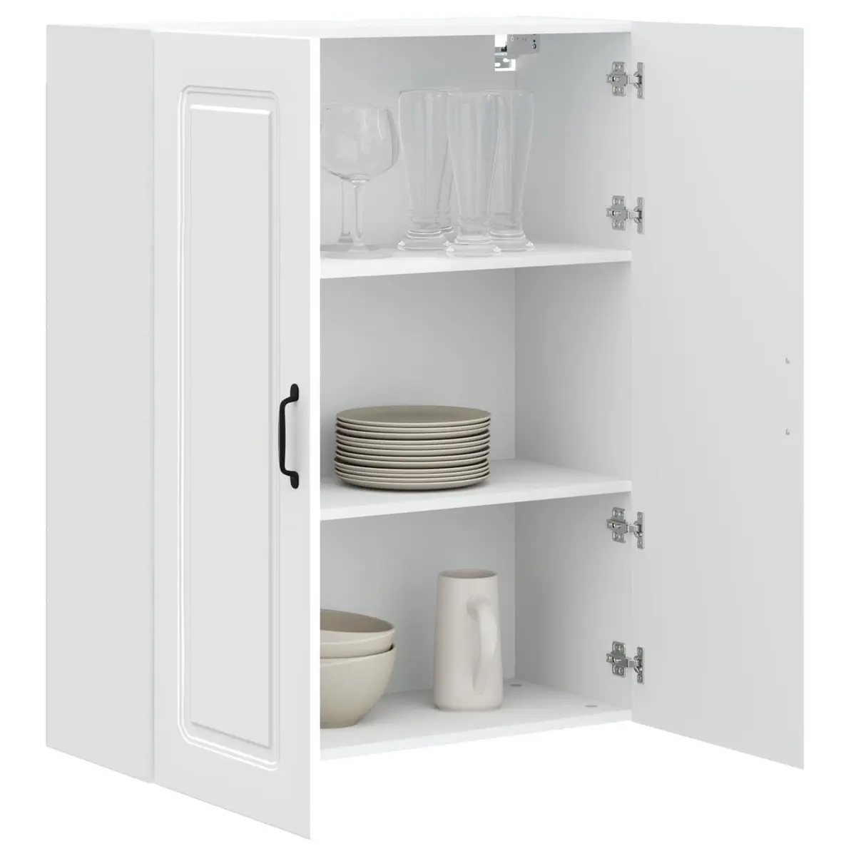 White Engineered Wood Kitchen Cabinet with Dishwasher Panel