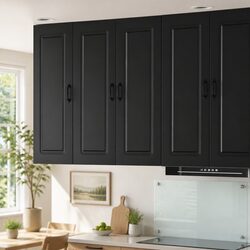 Engineered Wood Black Dishwasher Panel Storage Cabinet