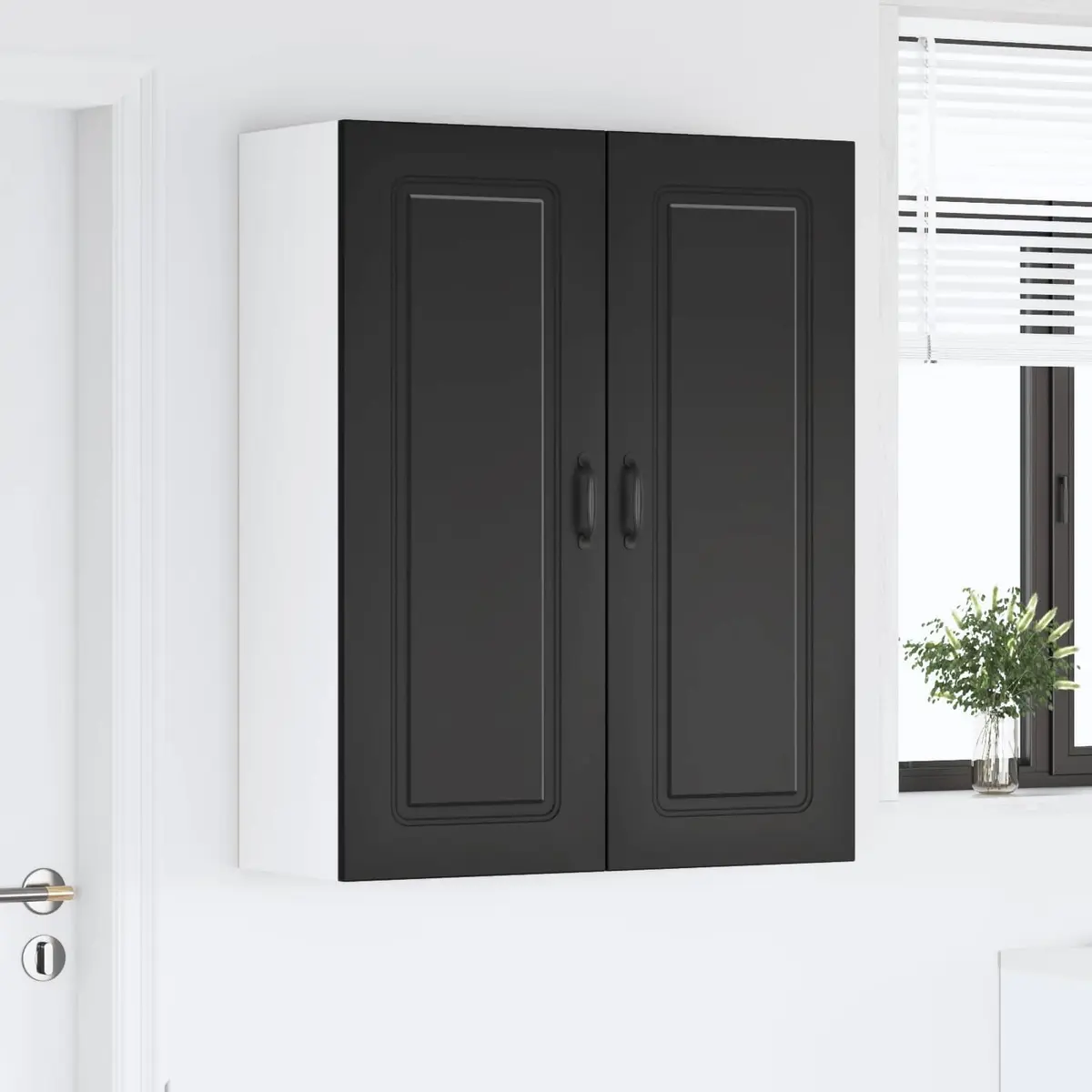 Engineered Wood Black Dishwasher Panel Storage Cabinet