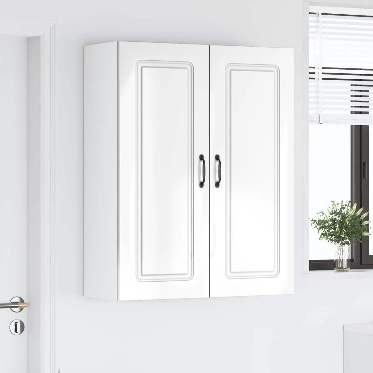High Gloss White Kitchen Cabinet with Ample Storage 80x31x100cm