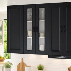 High-Quality Black Engineered Wood Kitchen Cabinet
