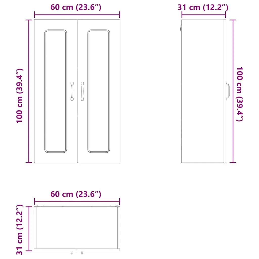Dishwasher Panel Engineered Wood 60x31x100cm High Gloss White