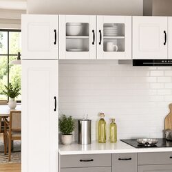 Wall Glass Cabinet White Kitchen Storage Engineered Wood 40x31x40cm Modern