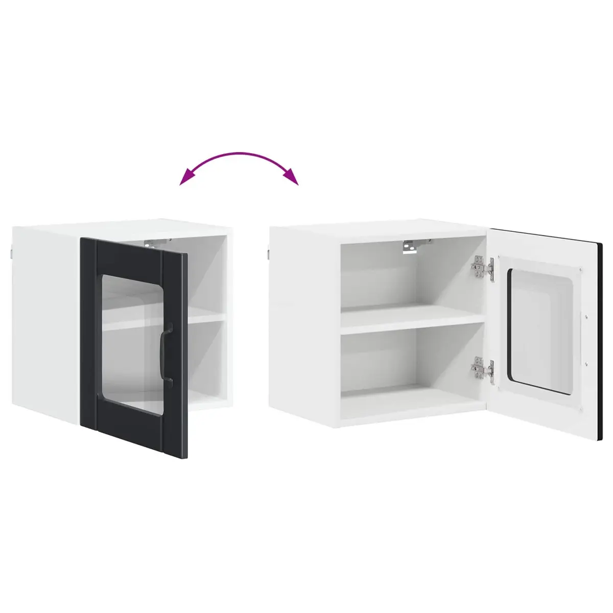 Black Glass Wall Cabinet for Kitchen Storage