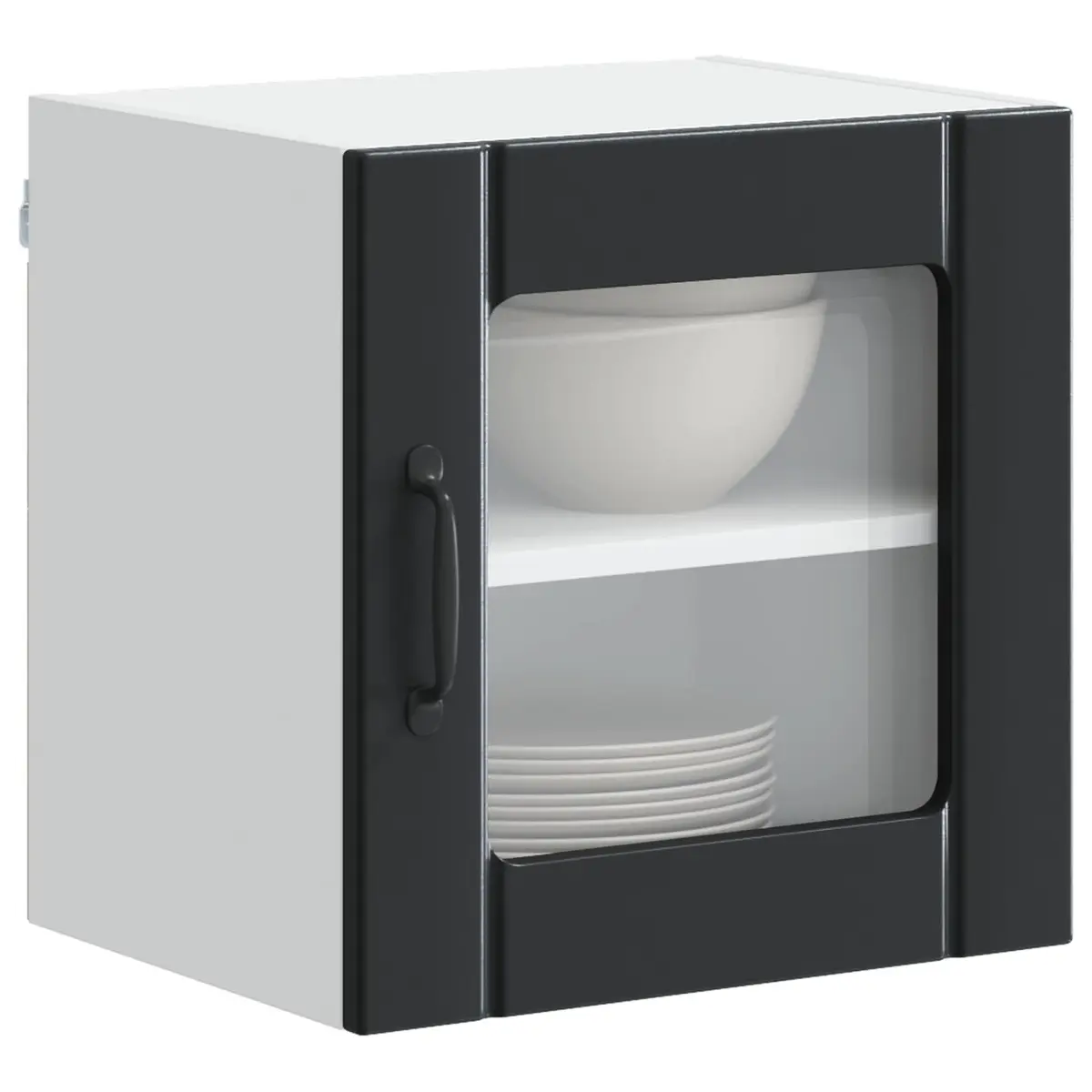 Black Glass Wall Cabinet for Kitchen Storage