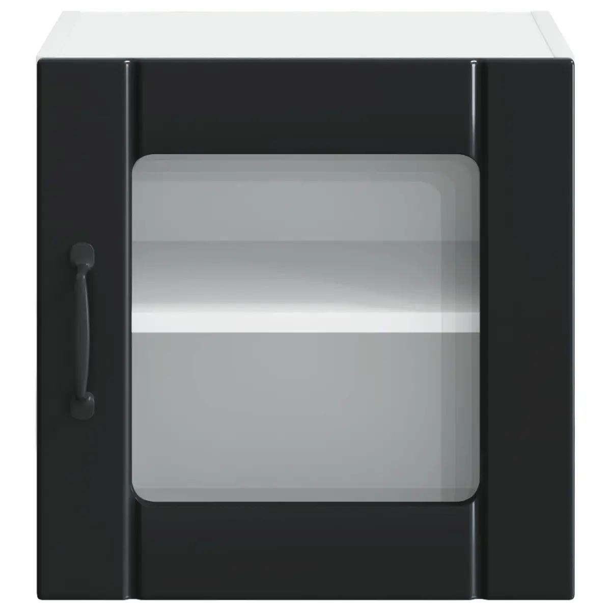 Black Glass Wall Cabinet for Kitchen Storage
