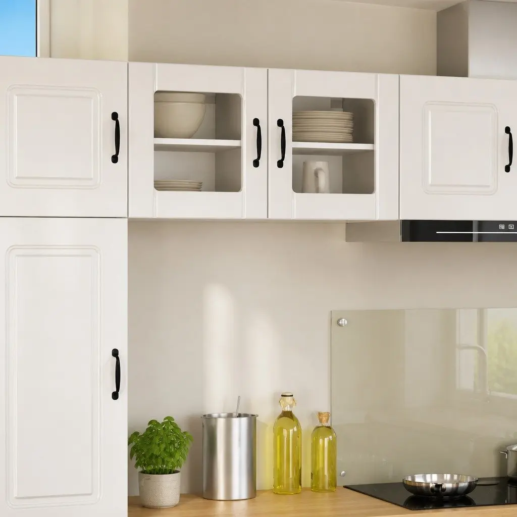 Wall Glass Cabinet Engineered Wood 40x31x40cm High Gloss White