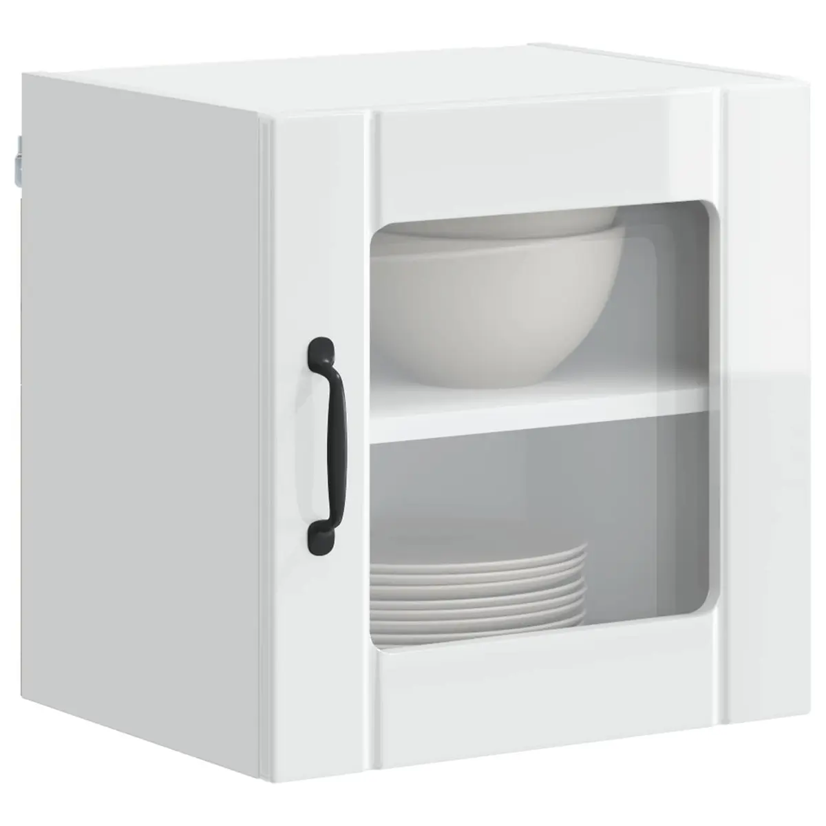 Wall Glass Cabinet Engineered Wood 40x31x40cm High Gloss White