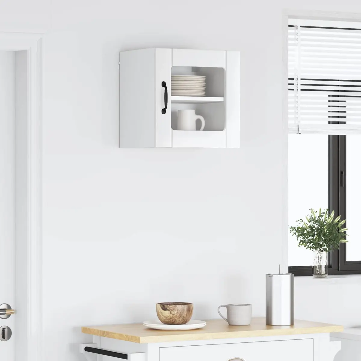 Wall Glass Cabinet Engineered Wood 40x31x40cm High Gloss White