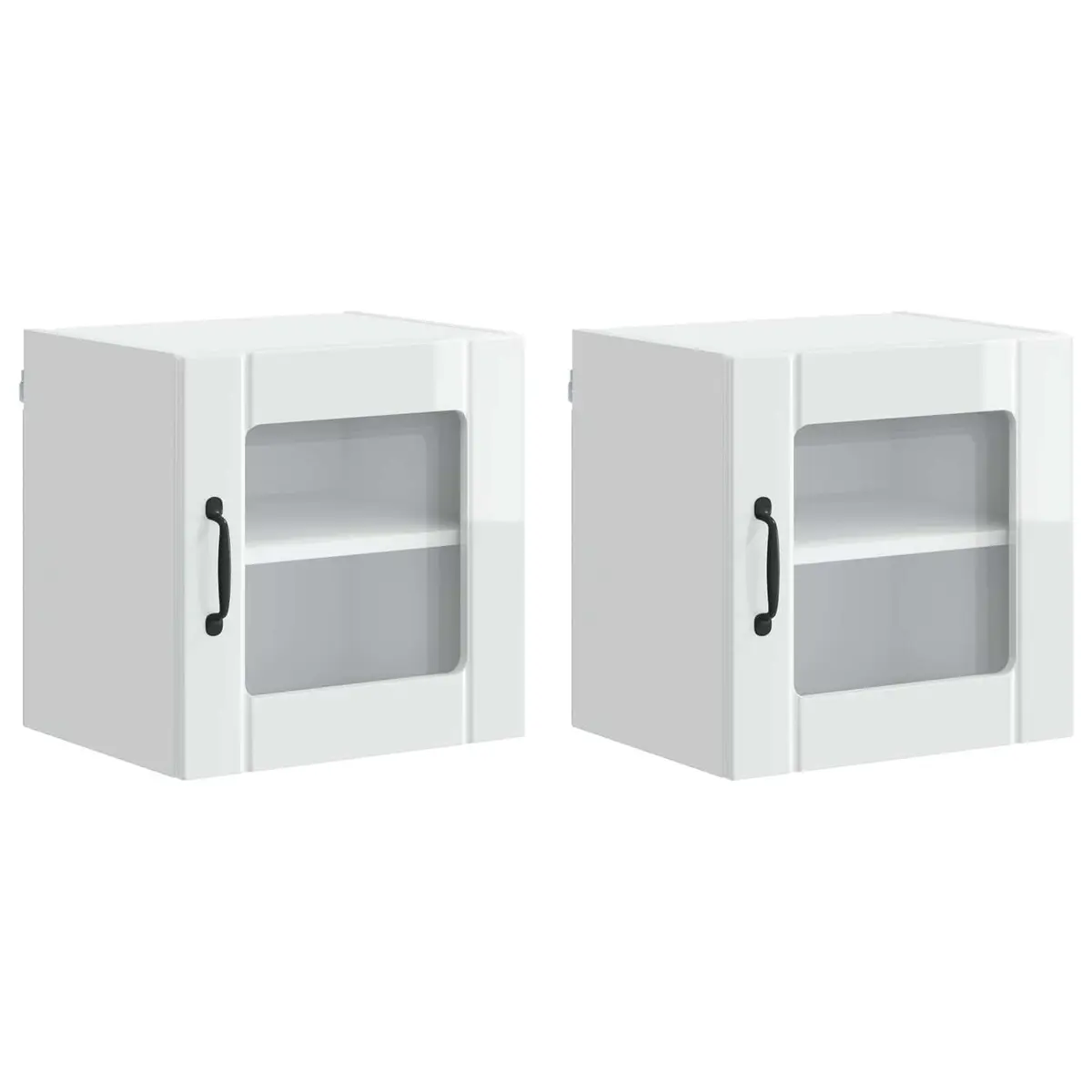 Wall Glass Cabinet High Gloss White Kitchen Storage Unit 40 x 31 x 40 cm 2 Pcs