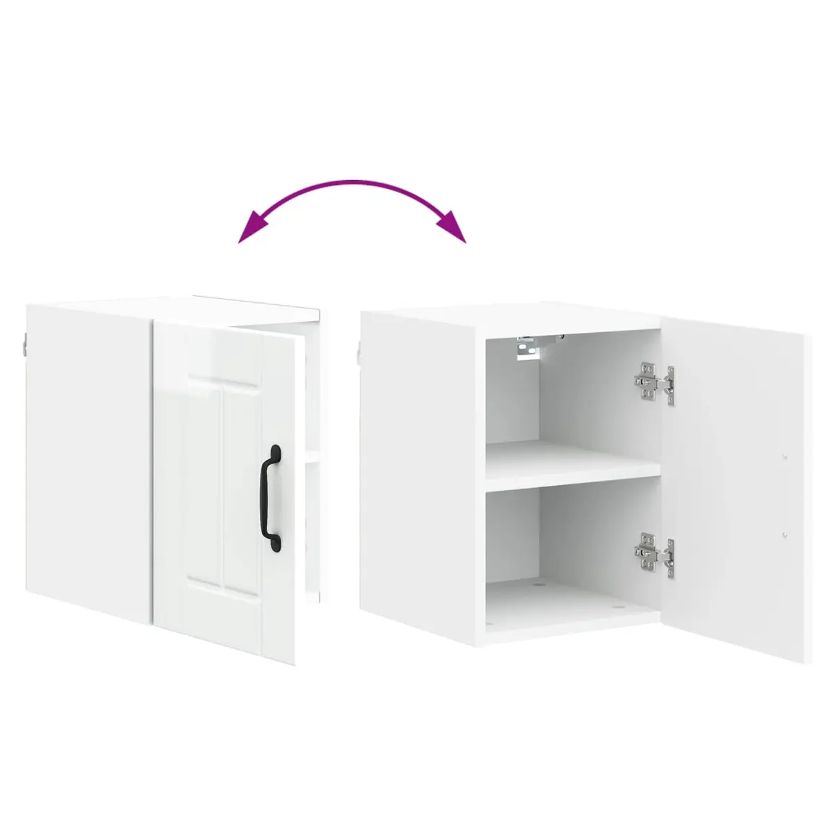 High Gloss White Wall Cabinet 2-Piece Set for Kitchens