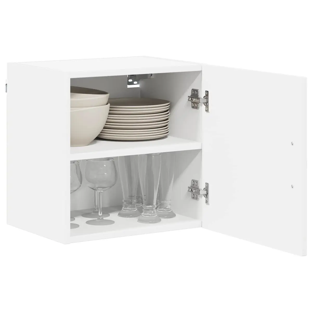 White Engineered Wood Wall Cabinet Set