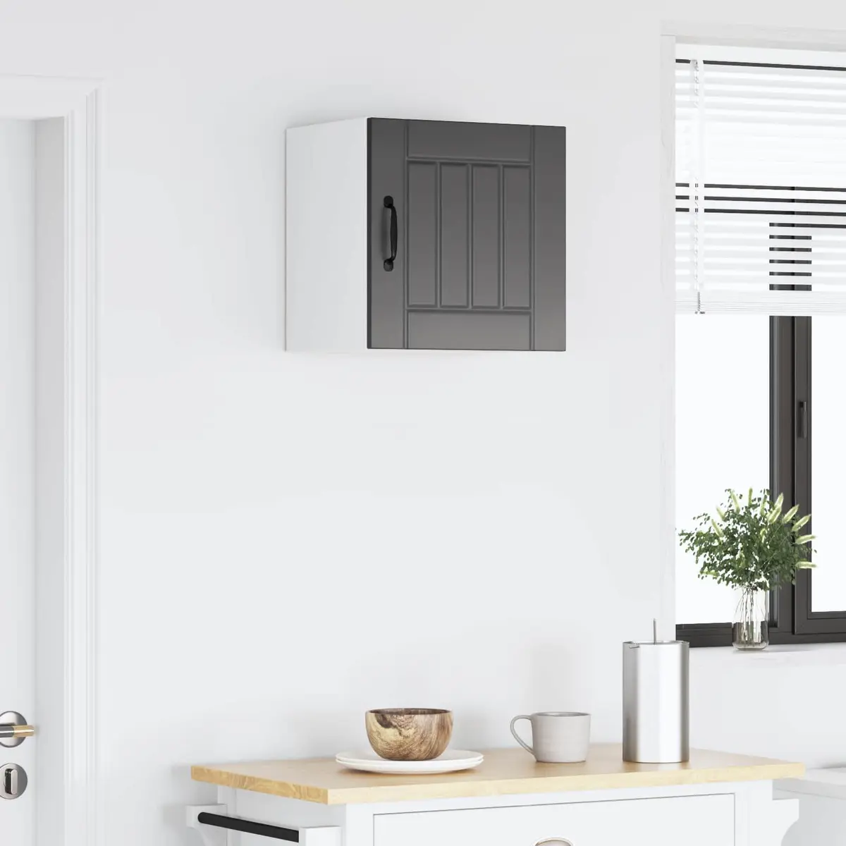 Black Wall Cabinet for Kitchen Storage