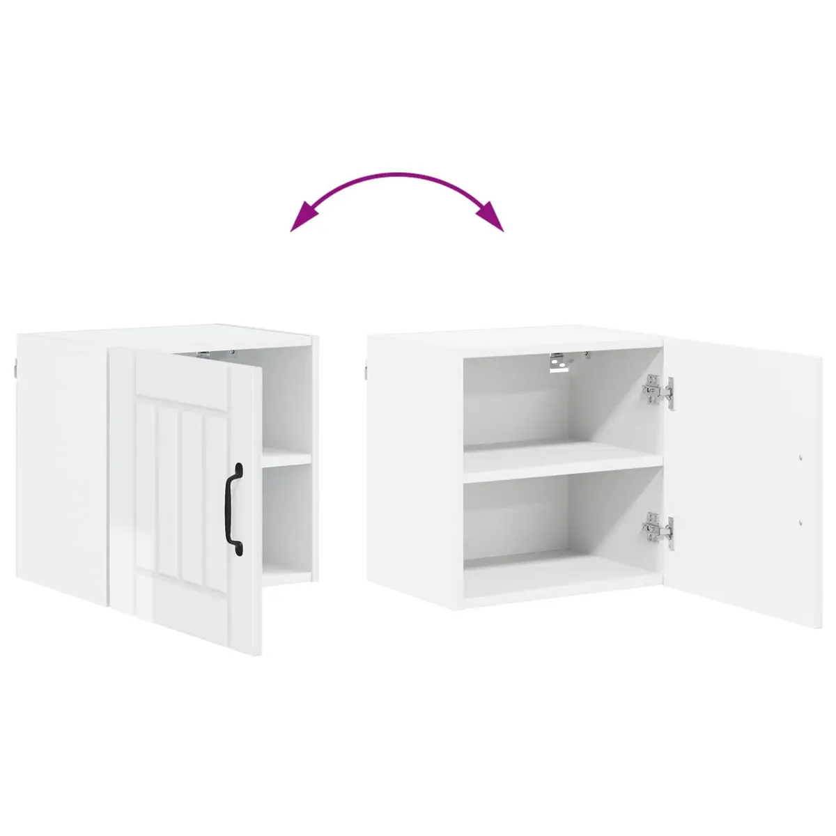 High Gloss White 2-Piece Wall Cabinet Set for Kitchen