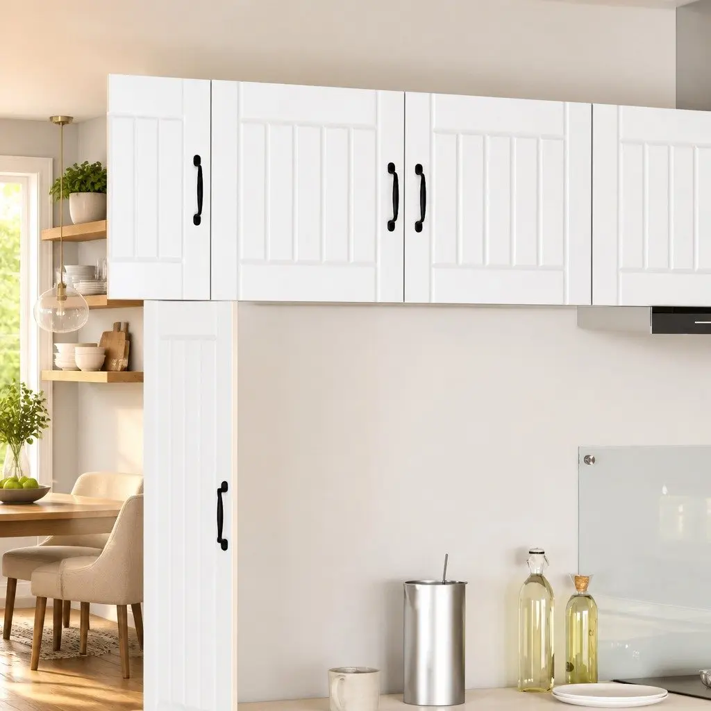 White Engineered Wood Wall Cabinets Set of 2