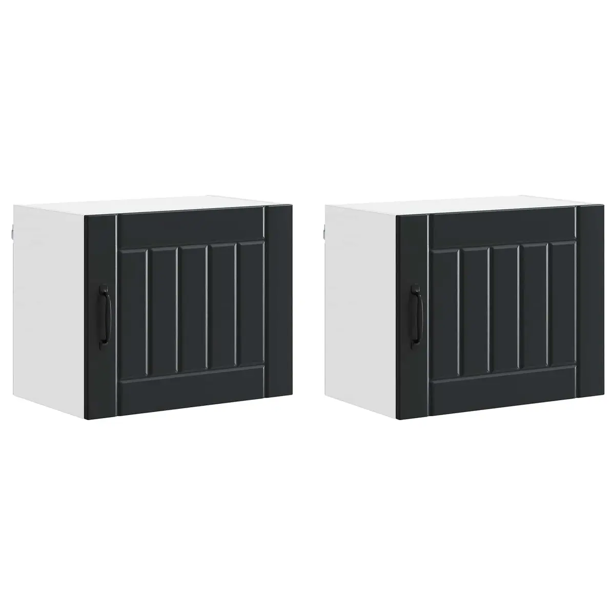 Wall Cabinet 2 pcs Black Kitchen Storage Engineered Wood 50 x 31 x 40 cm