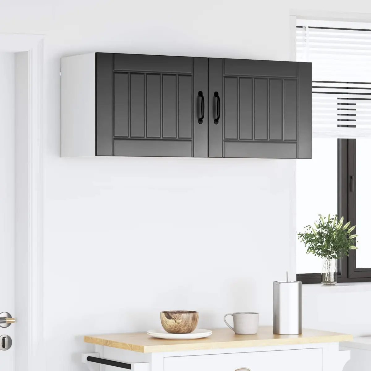 Wall Cabinet 2 pcs Black Kitchen Storage Engineered Wood 50 x 31 x 40 cm