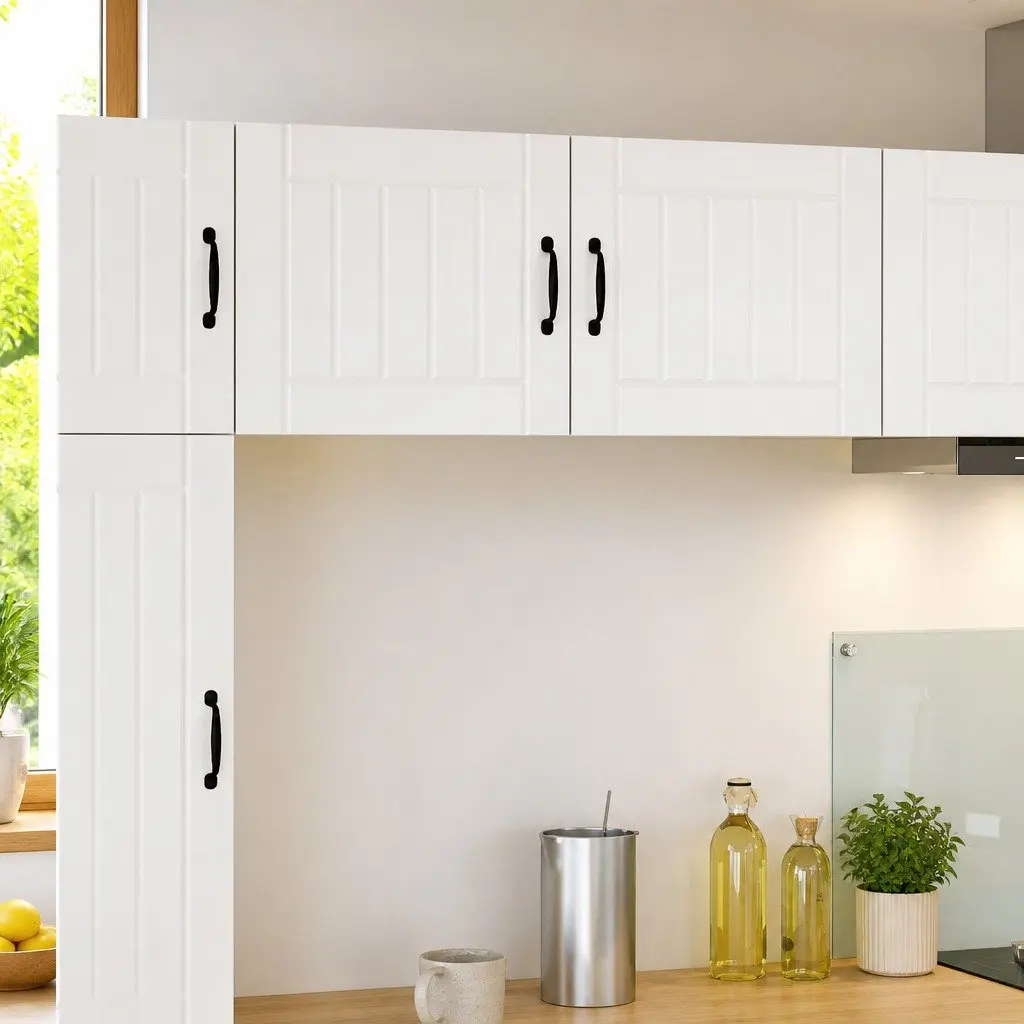 High Gloss White Wall Cabinet with Integrated Dishwasher Panel
