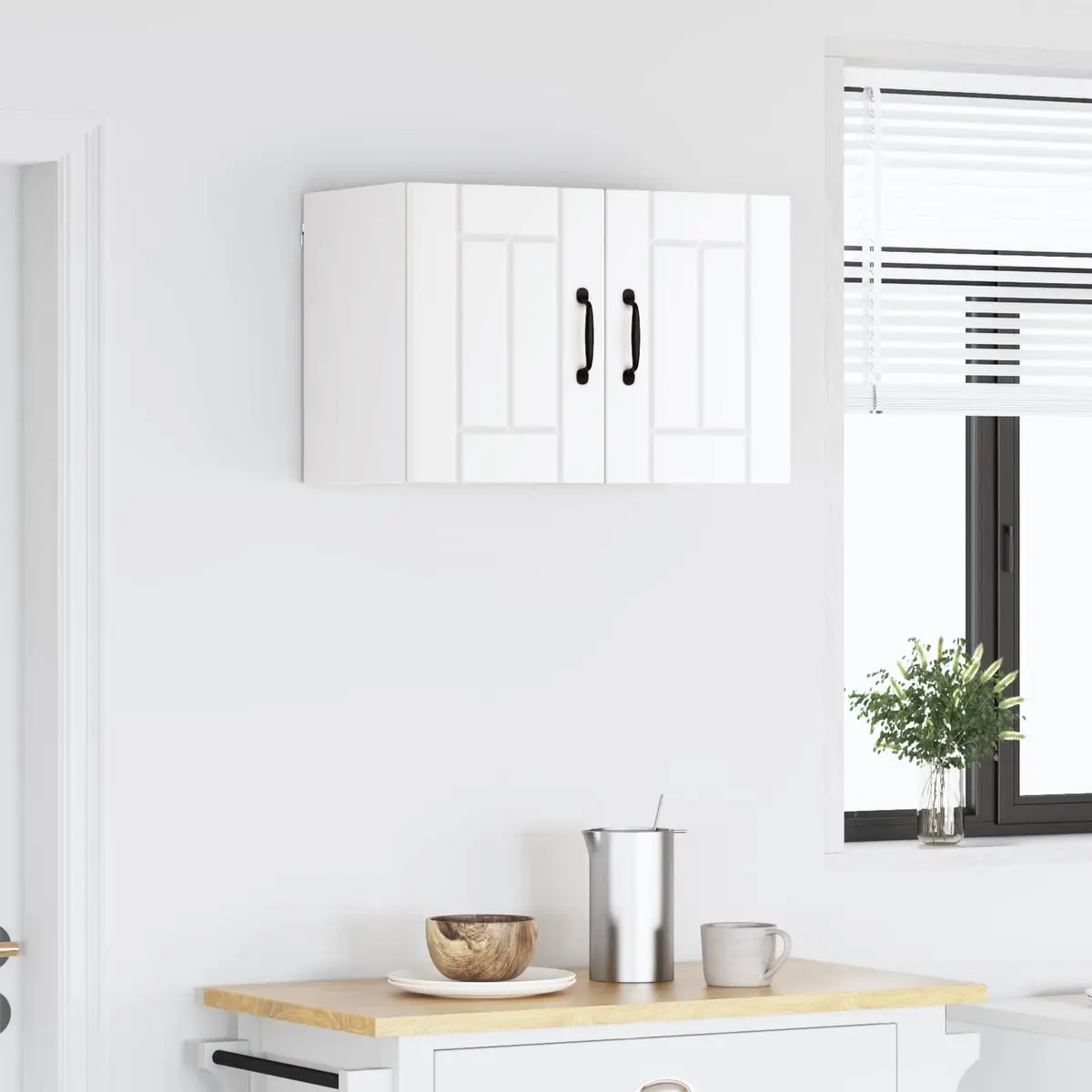 White Wall Cabinet for Kitchen Dishwasher Panel