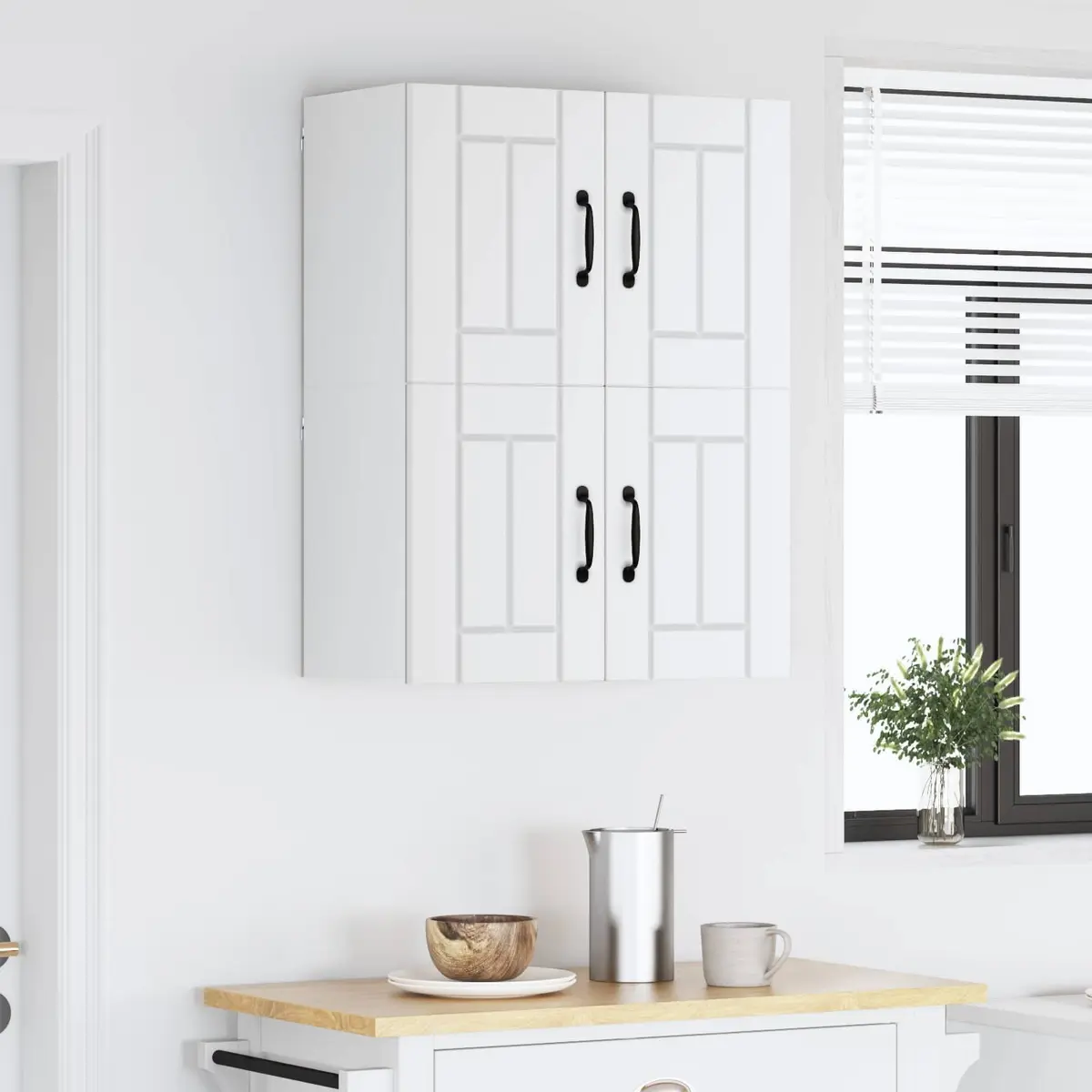 Wall Cabinet White Kitchen Storage Cupboard Engineered Wood 60x31x40cm 2 Pieces