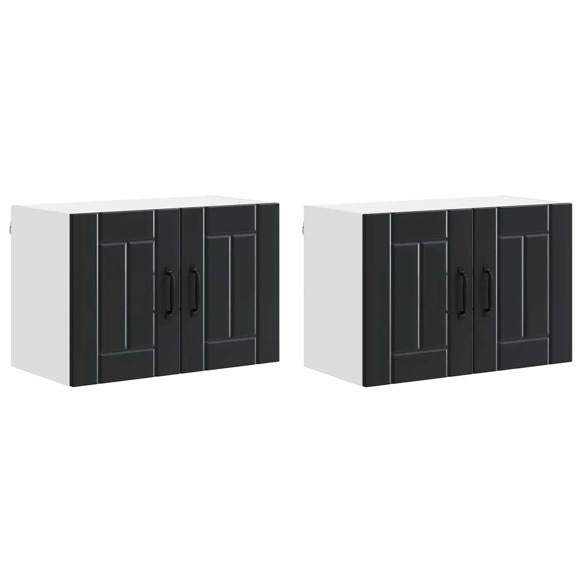 Black 2-Piece Wall Cabinet for Kitchen Storage
