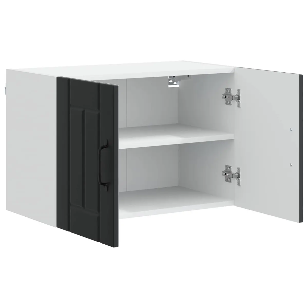 Black 2-Piece Wall Cabinet for Kitchen Storage