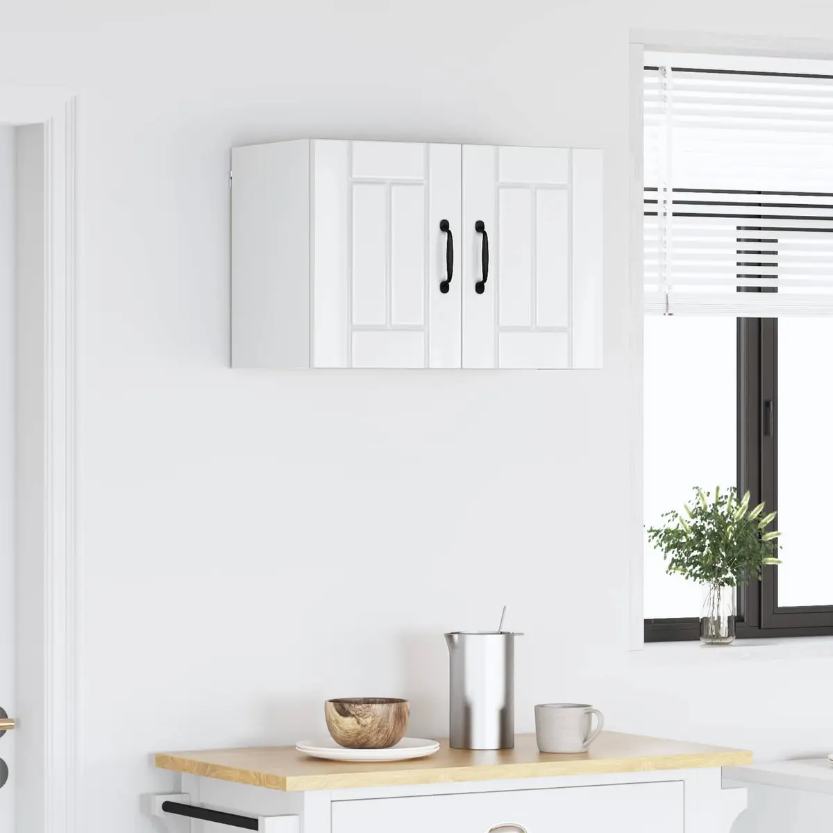 High Gloss White Wall Cabinet for Kitchen Storage
