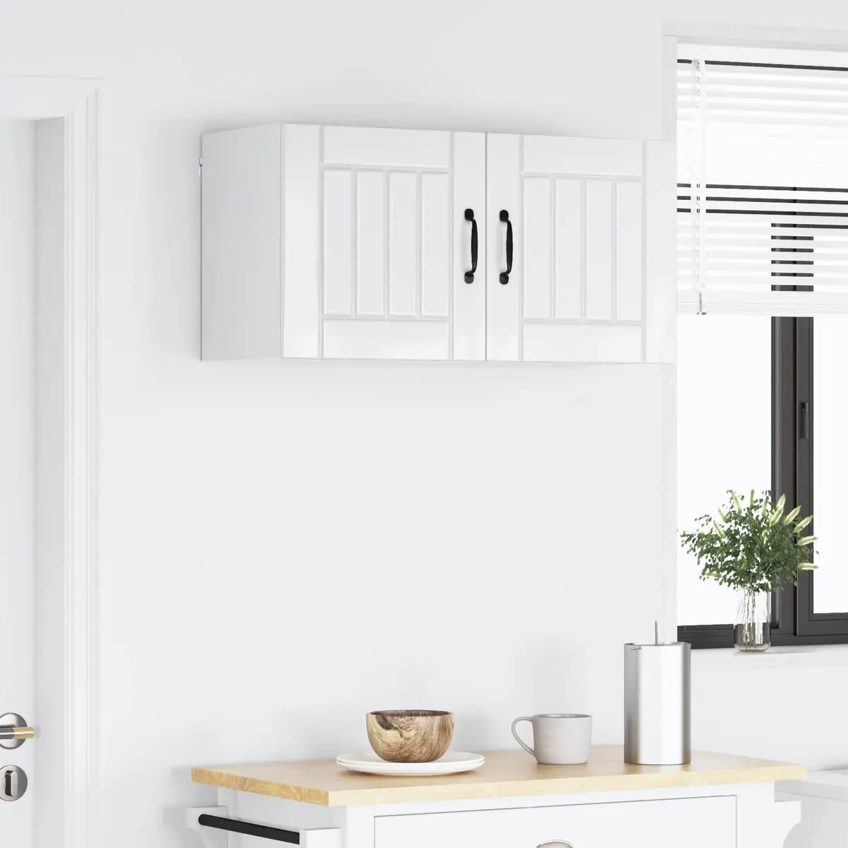 Wall Cabinet Engineered Wood 80 x 31 x 40 cm High Gloss White
