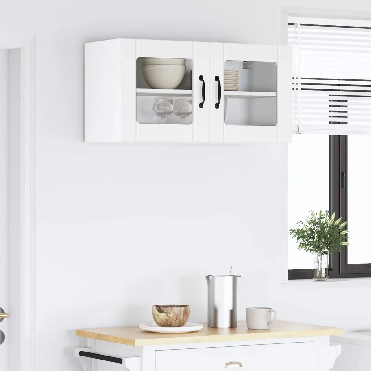 Wall Glass Cabinet Engineered Wood 80 x 31 x 40 cm White