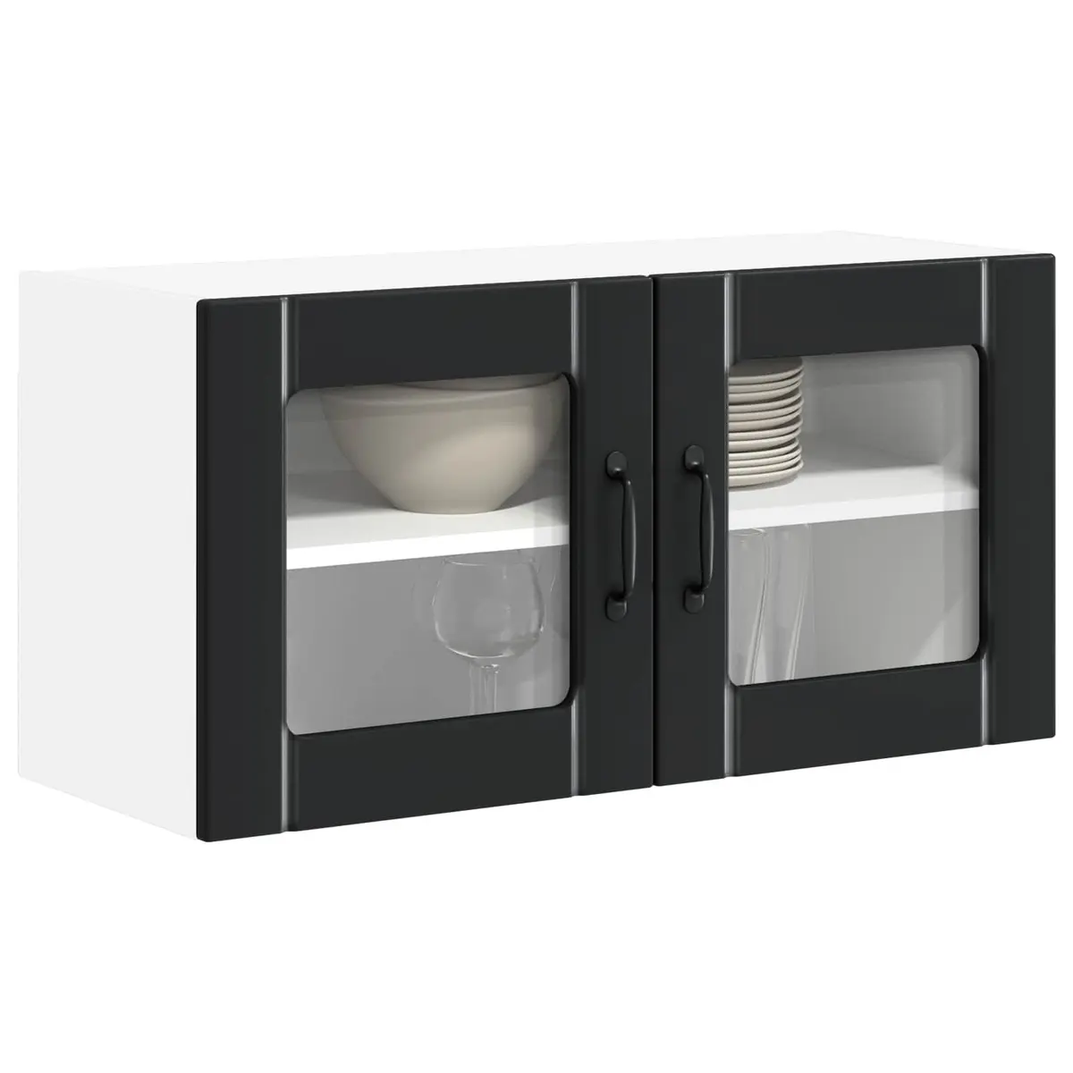 Black Wall Glass Cabinet for Kitchen Storage