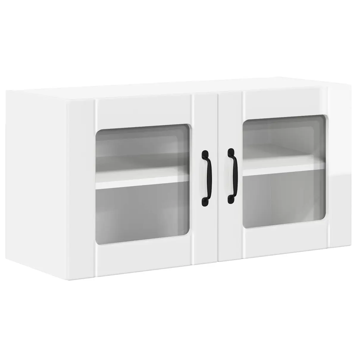 High Gloss White Glass Cabinet for Kitchen Storage 80cm