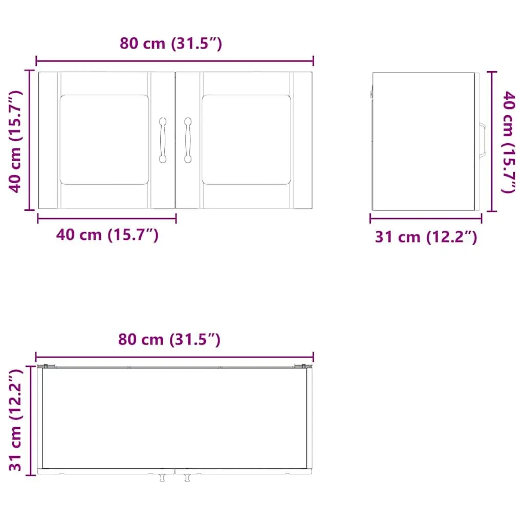 High Gloss White Glass Cabinet for Kitchen Storage 80cm