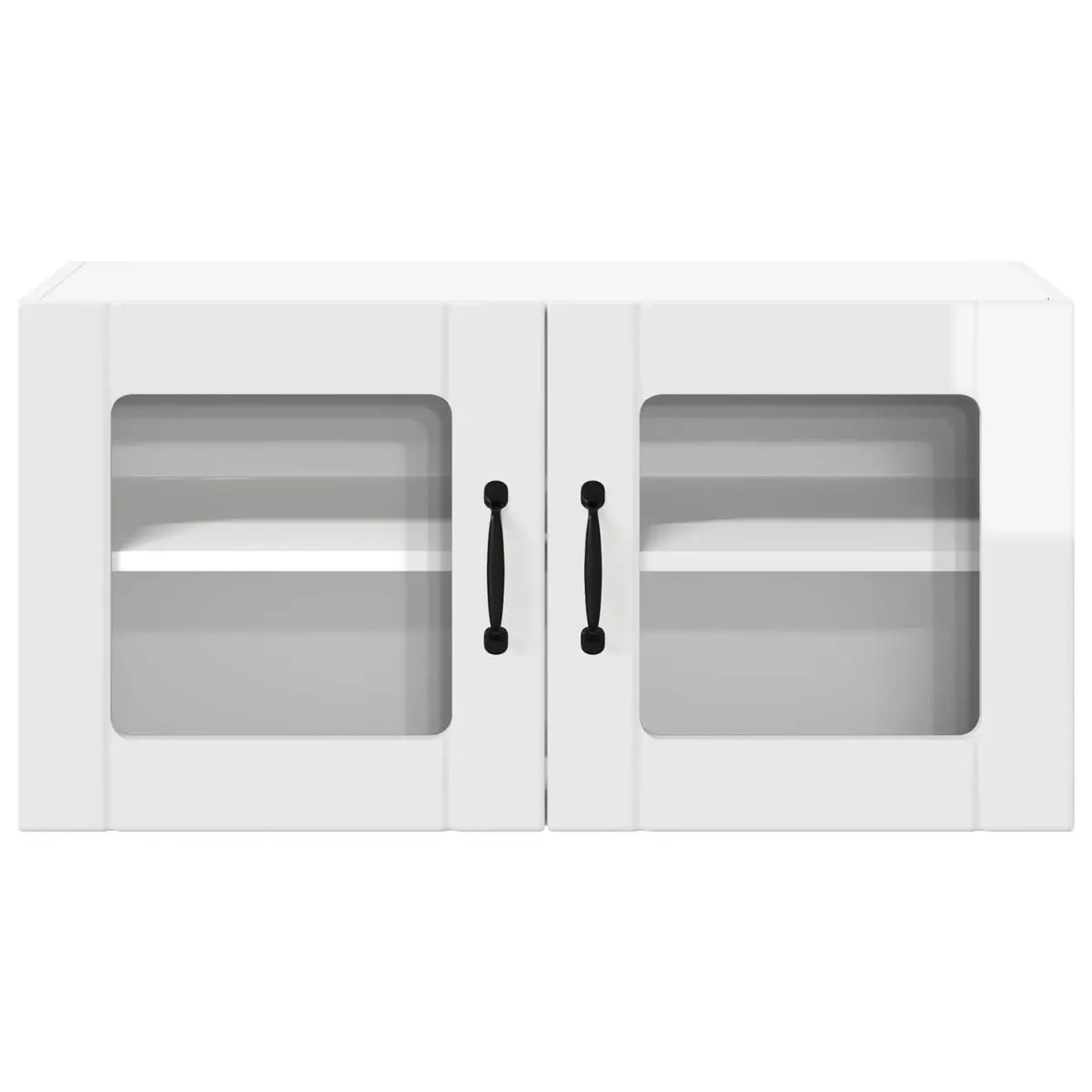 High Gloss White Glass Cabinet for Kitchen Storage 80cm