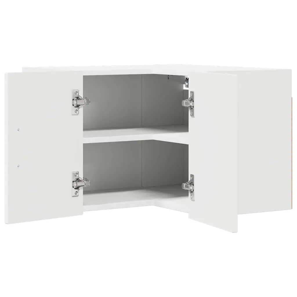 White Engineered Wood Corner Cabinet for Kitchens
