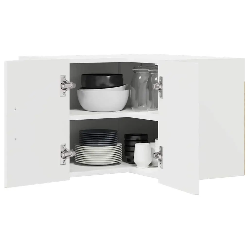 Wall Corner Cabinet High Gloss White Kitchen Storage Unit 57 x 57 x 40 cm