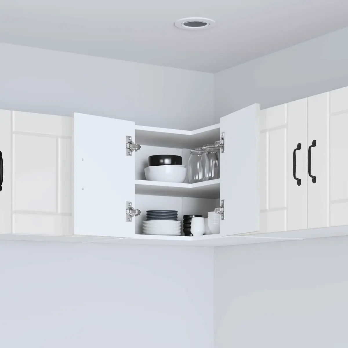 Wall Corner Cabinet High Gloss White Kitchen Storage Unit 57 x 57 x 40 cm