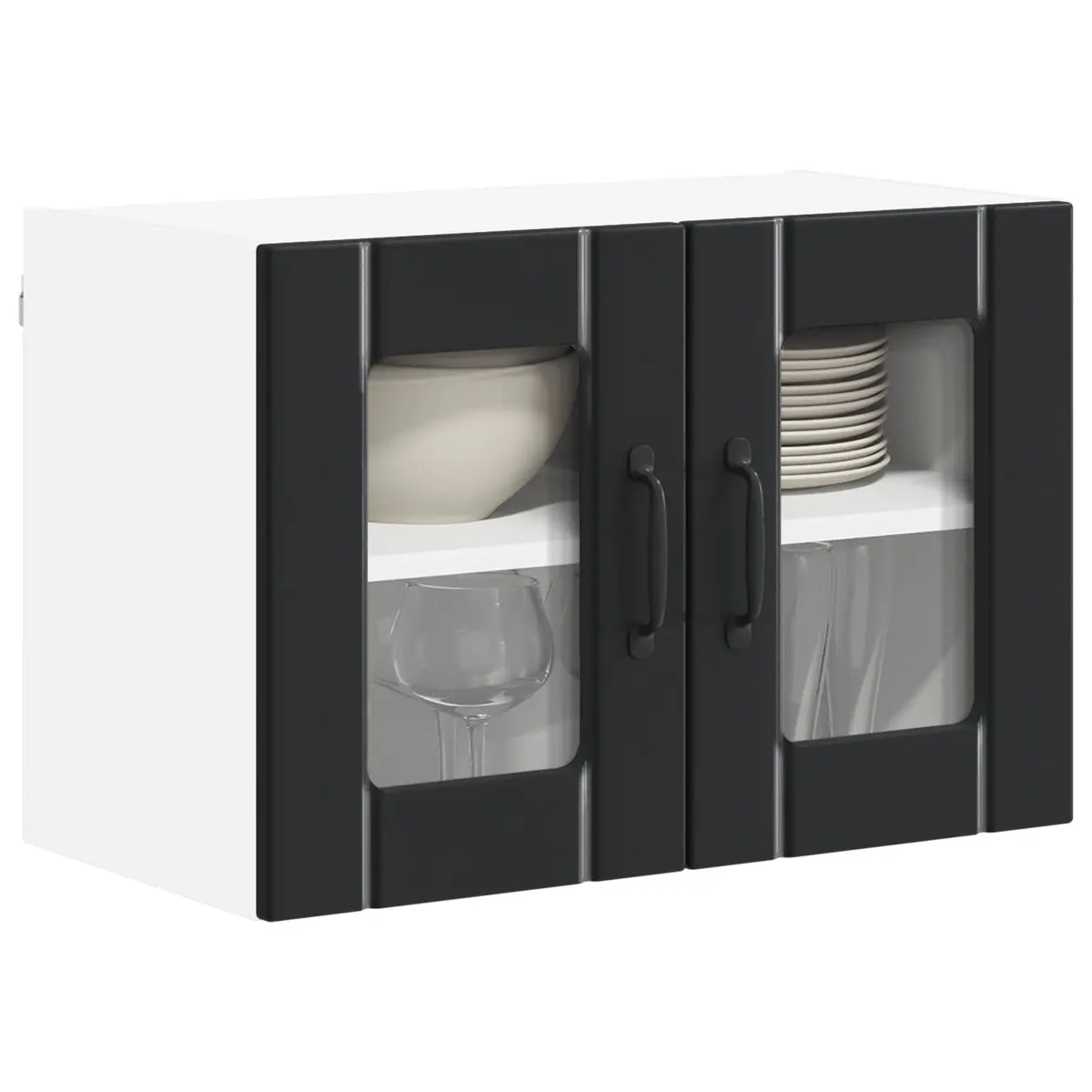 Engineered Wood Black Wall Cabinet for Kitchen Storage