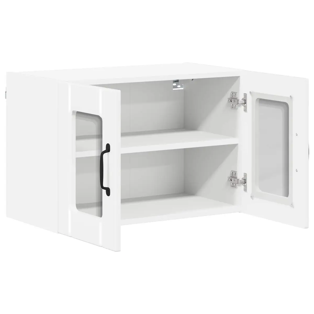 High Gloss White Engineered Wood Wall Glass Cabinet