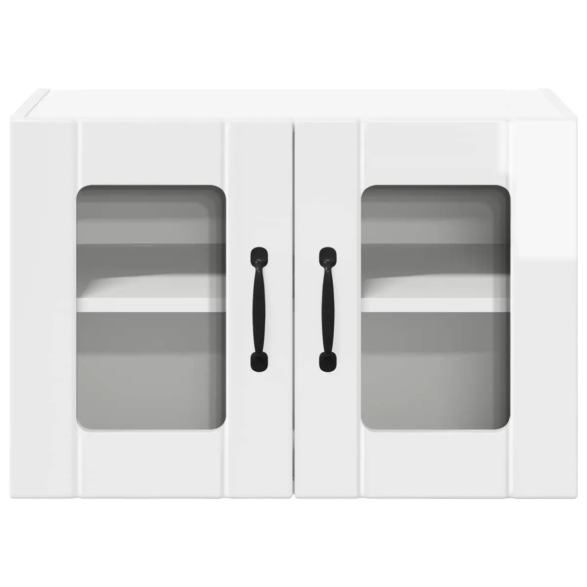 High Gloss White Engineered Wood Wall Glass Cabinet