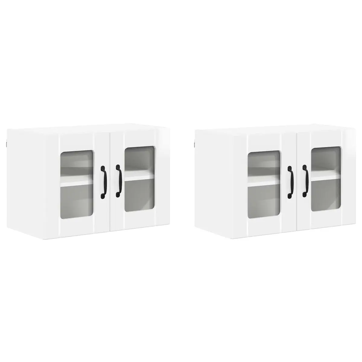 High Gloss White Wall Glass Cabinet Storage Set