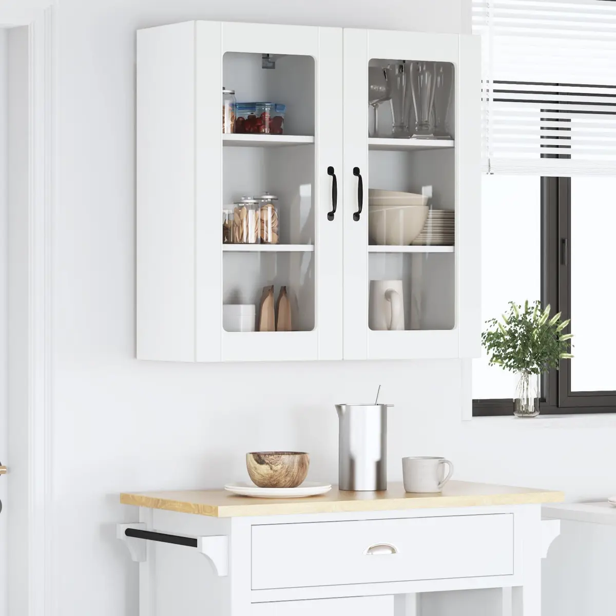 Wall Glass Cabinet Engineered Wood 40 x 31 x 80 cm White