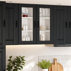 Sleek Black Wall Glass Cabinet for Modern Kitchens