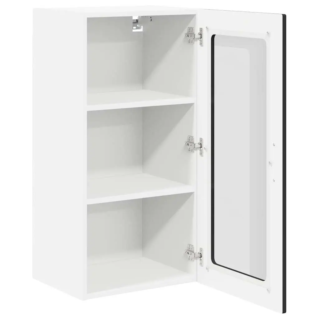 Wall Glass Cabinet Black Kitchen Storage Engineered Wood 40 x 31 x 80 cm Modern