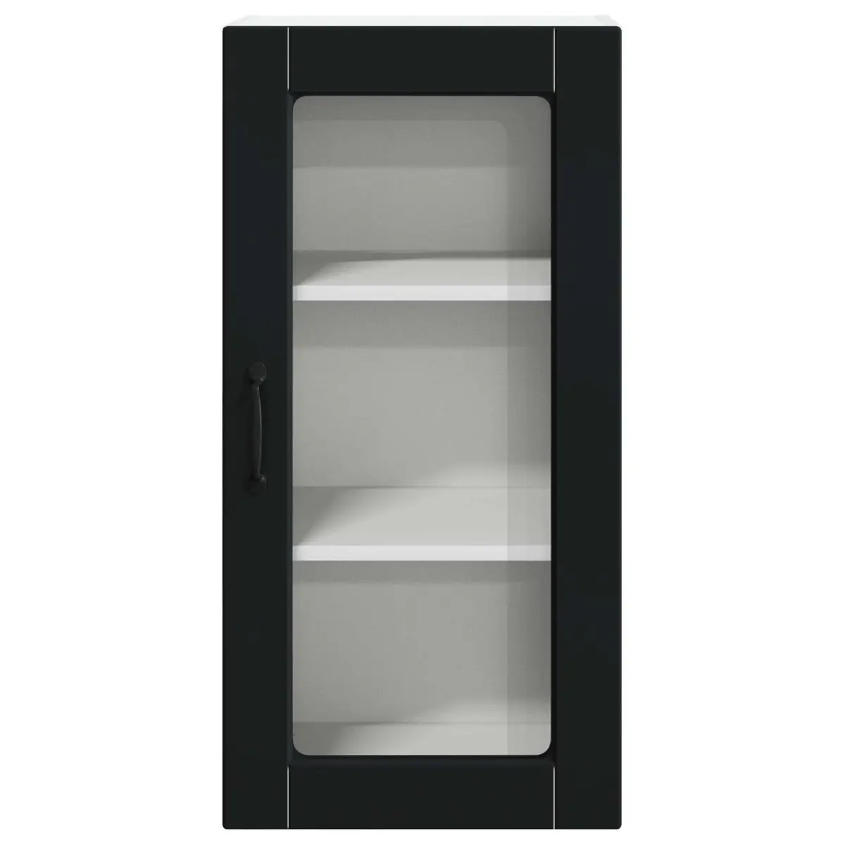 Wall Glass Cabinet Black Kitchen Storage Engineered Wood 40 x 31 x 80 cm Modern