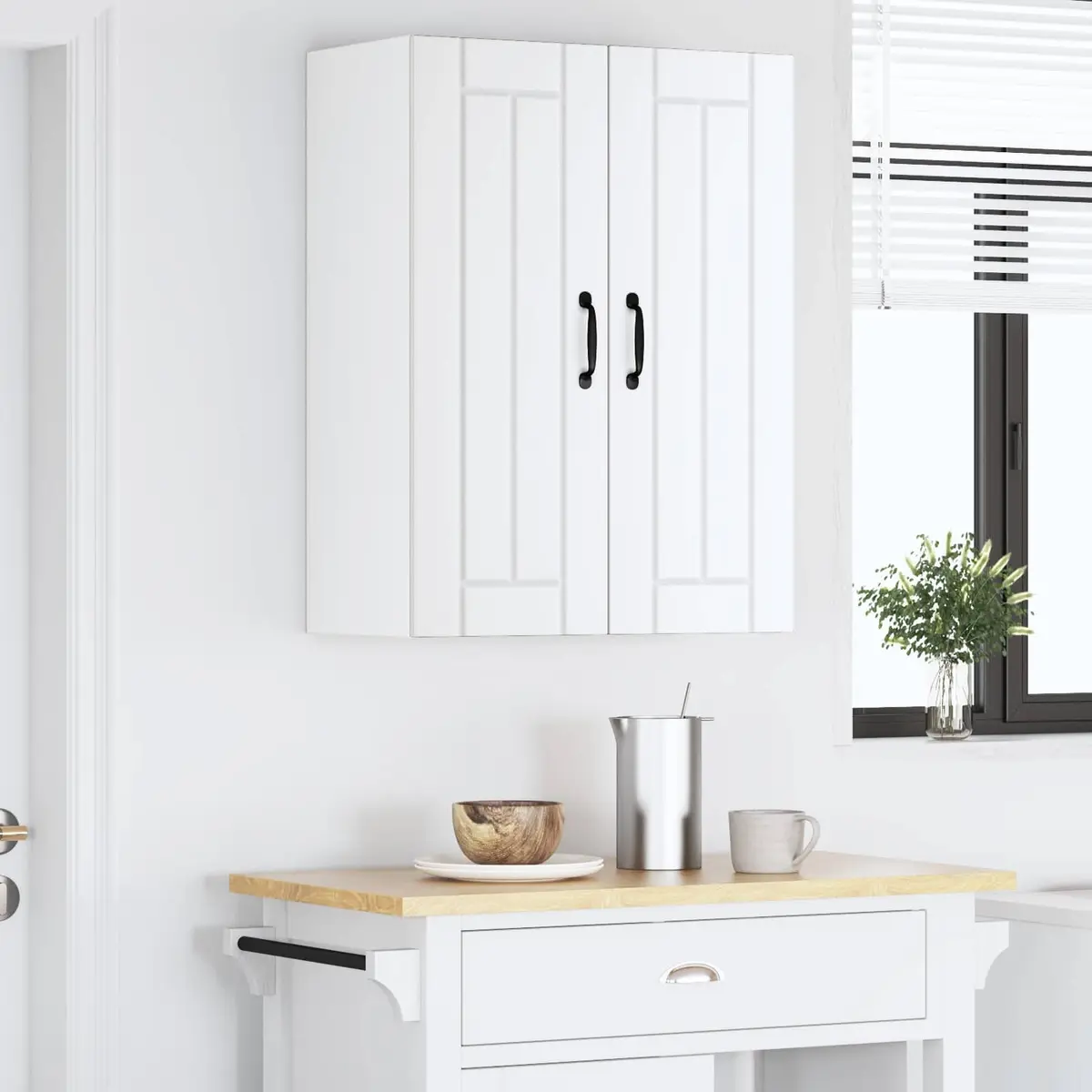 Wall-Mounted Kitchen Storage Cabinet in White