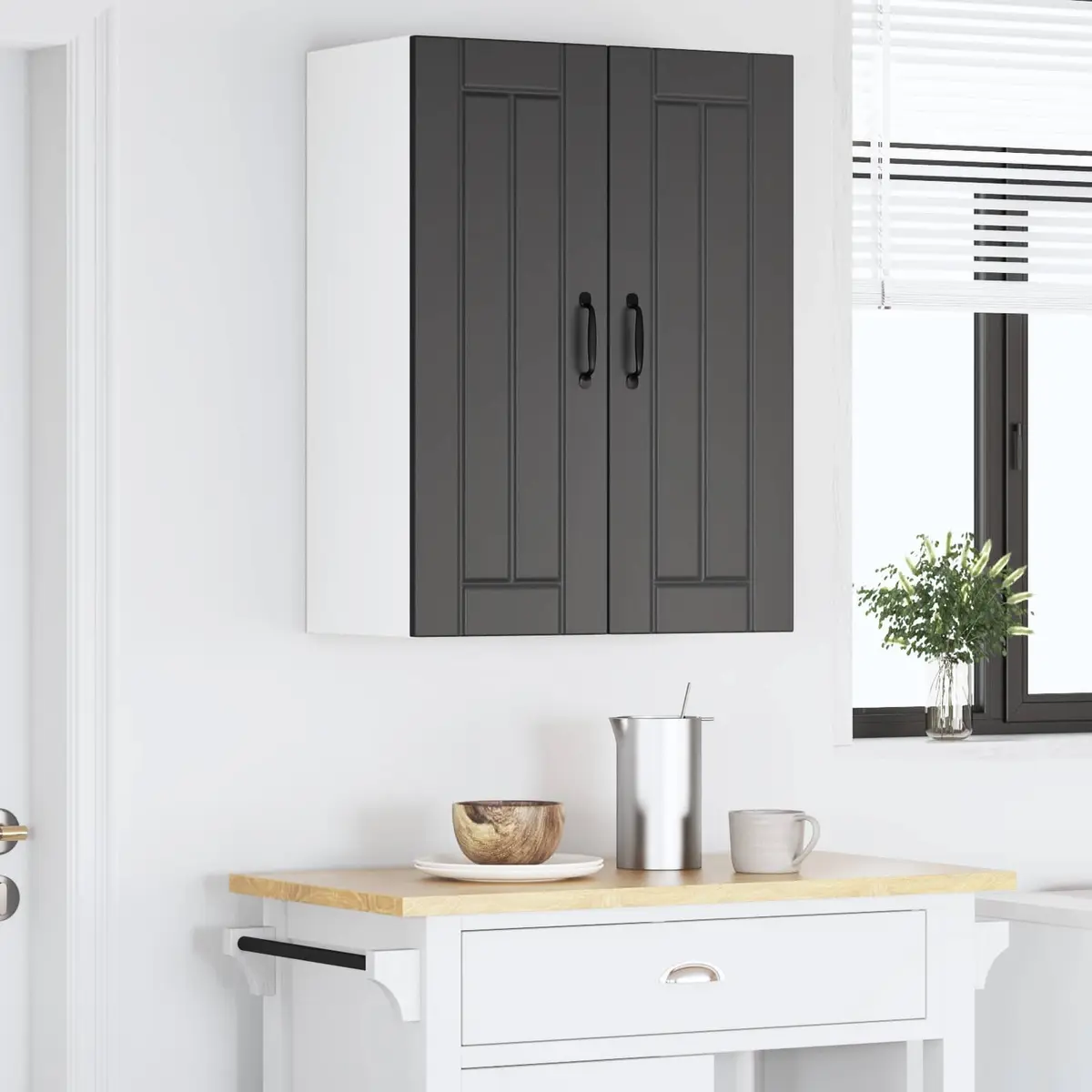 Black Wall Cabinet Set for Kitchen Storage