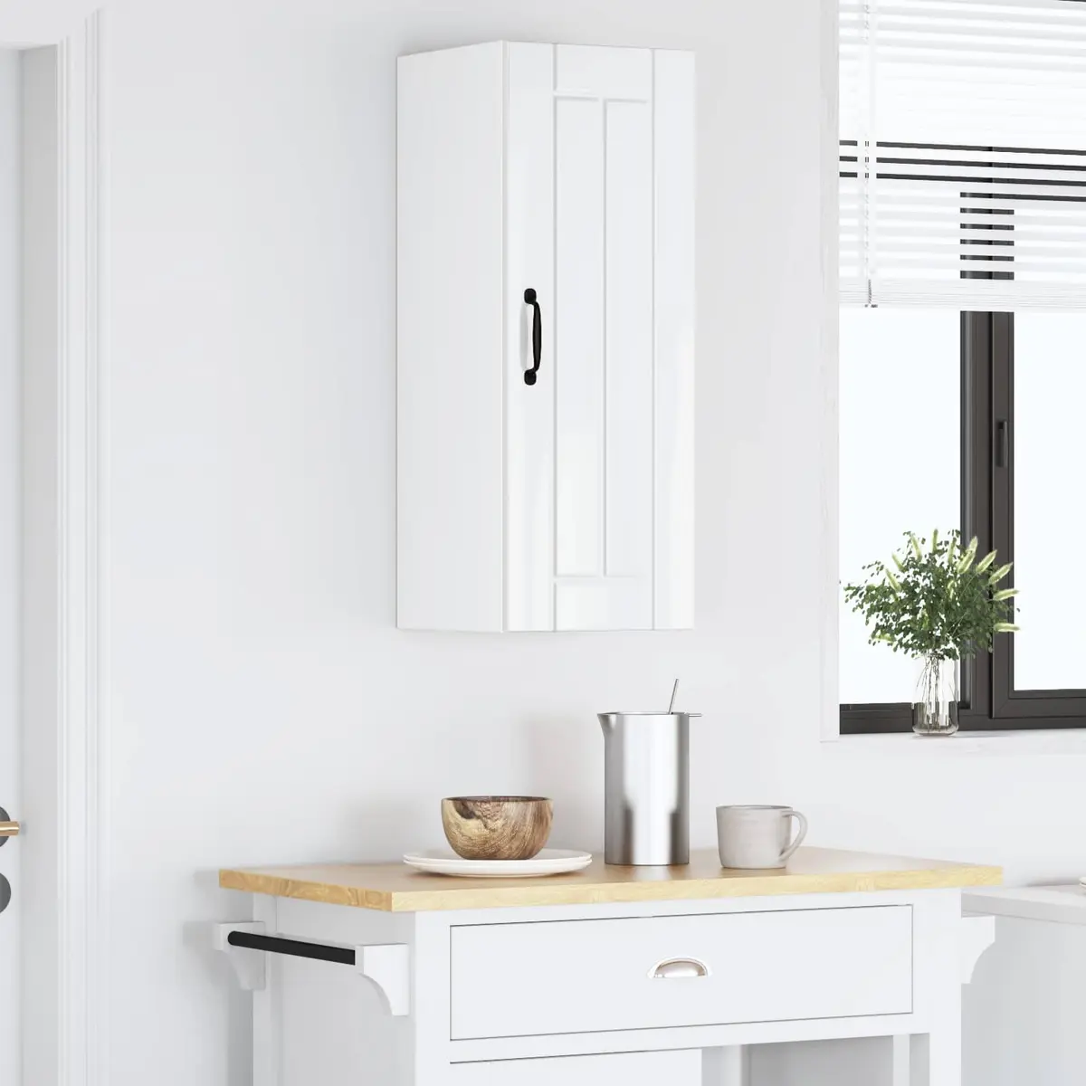 High Gloss White Kitchen Storage Wall Cabinet