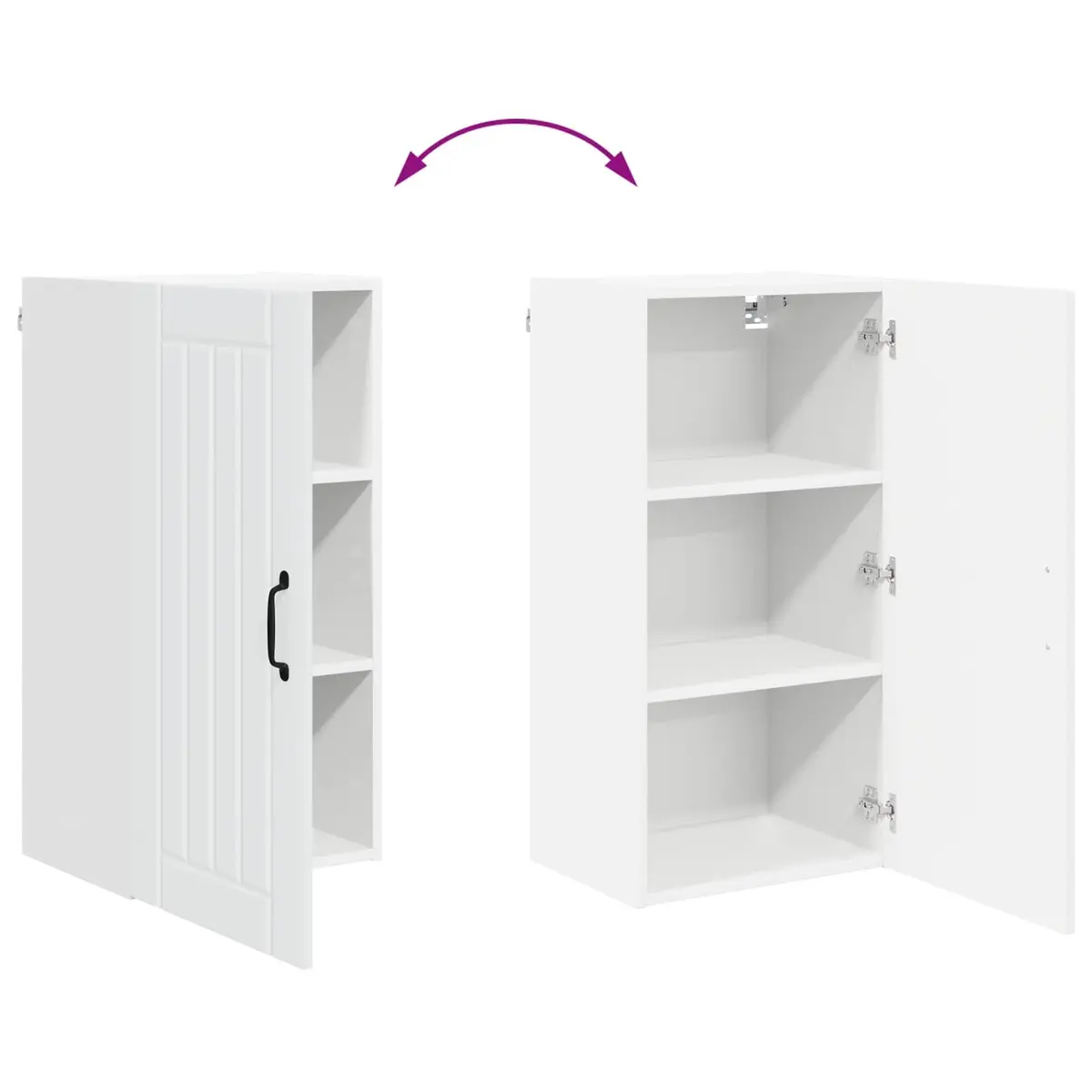 White Wall Cabinet for Kitchen Storage, 40x31x80cm