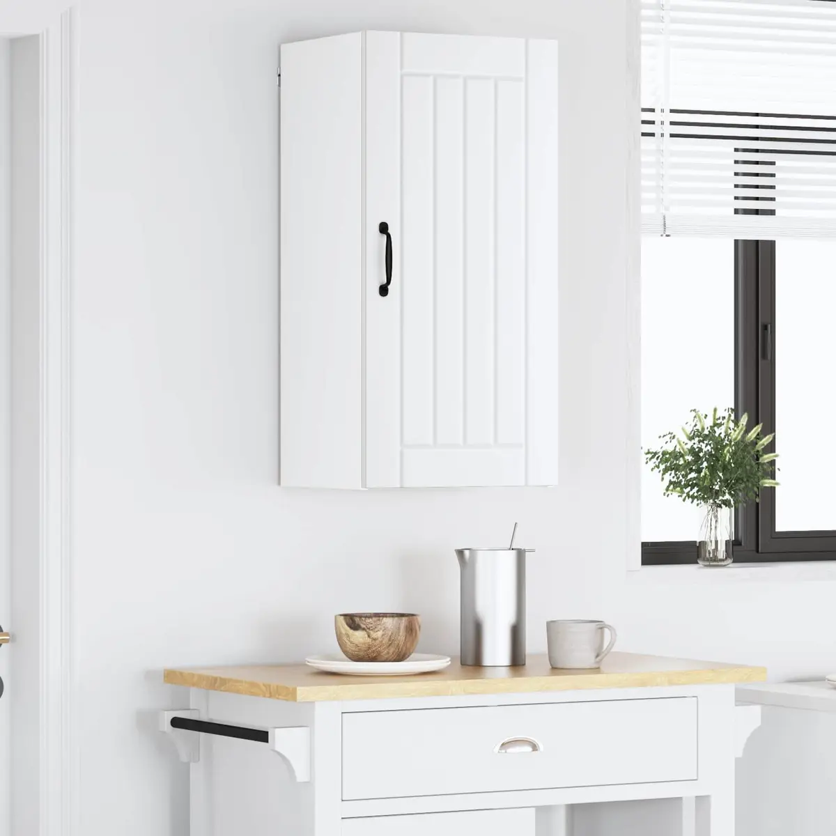 White Wall Cabinet for Kitchen Storage, 40x31x80cm