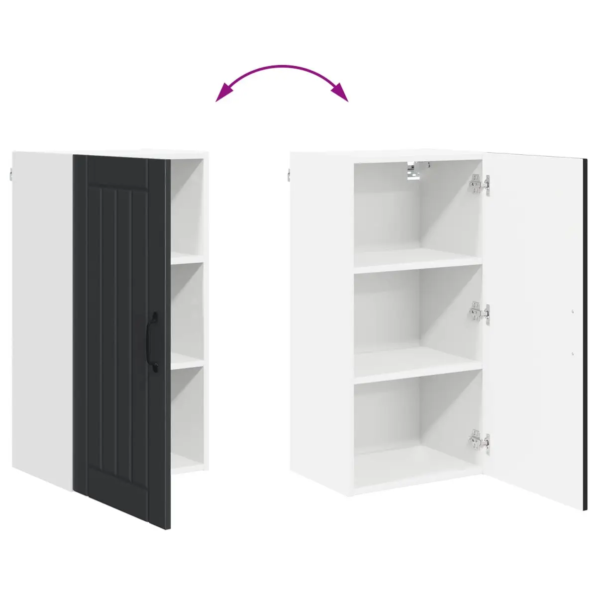 Wall Cabinet Engineered Wood 40x31x80cm Black Kitchen Storage Unit
